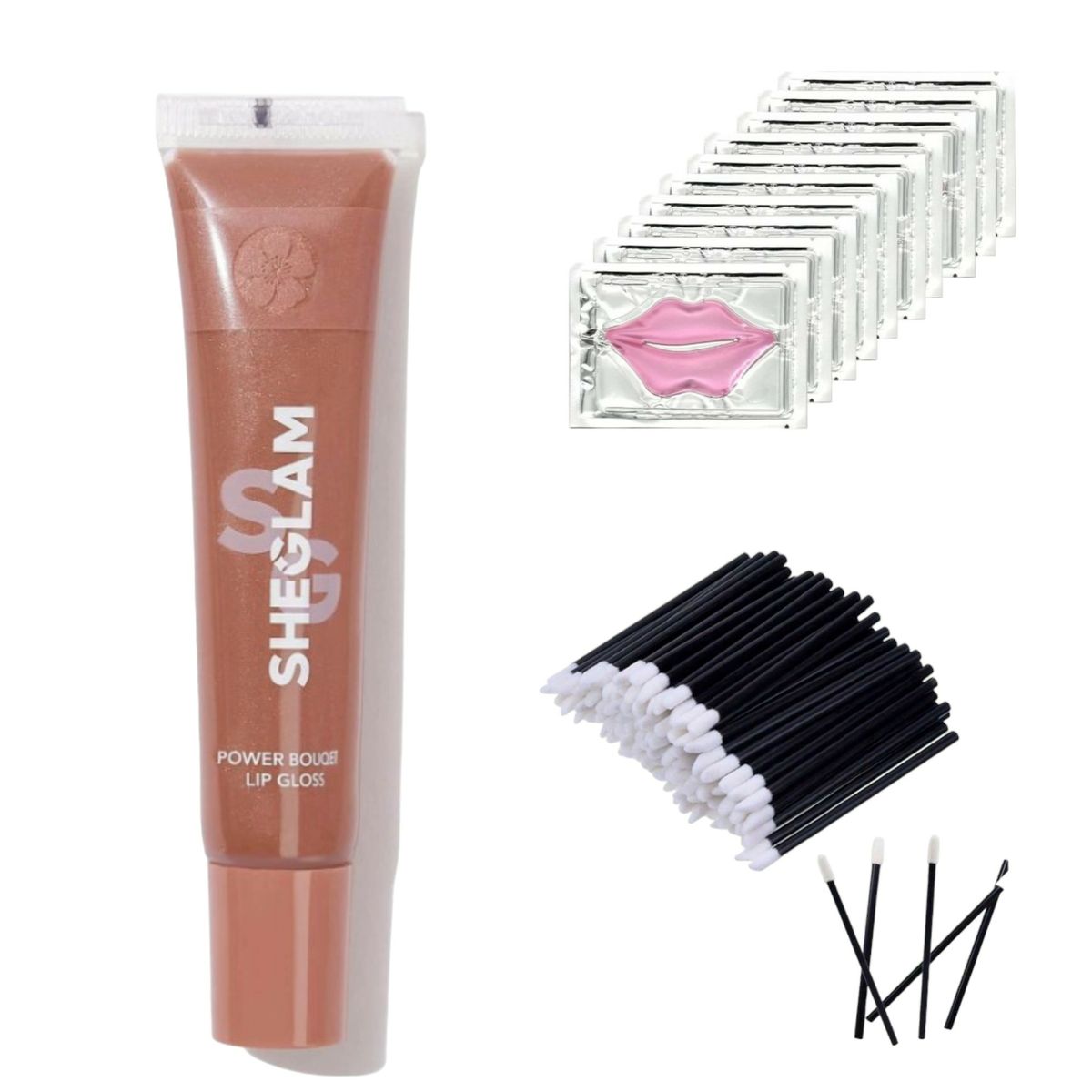 Sheglam Lip Care Set Lip Gloss, Disposable Lip Applicators, Lip Masks
