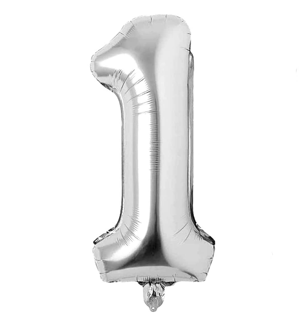 Silver Foil Digital Number Balloon - 82cm | Shop Today. Get it Tomorrow ...