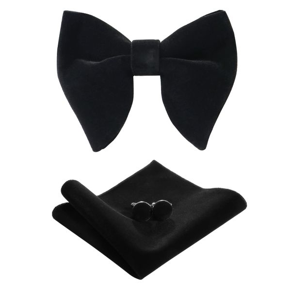 Men's Velvet Bow Tie Set - Elegant Tuxedo Accessories - Cufflinks and Gift Box