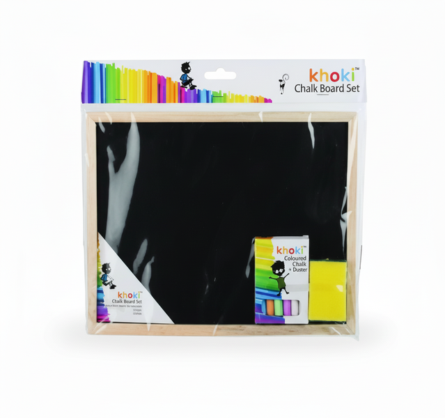 Khoki Black Chalkboard with Chalk and Sponge, 28 cm x 19 cm