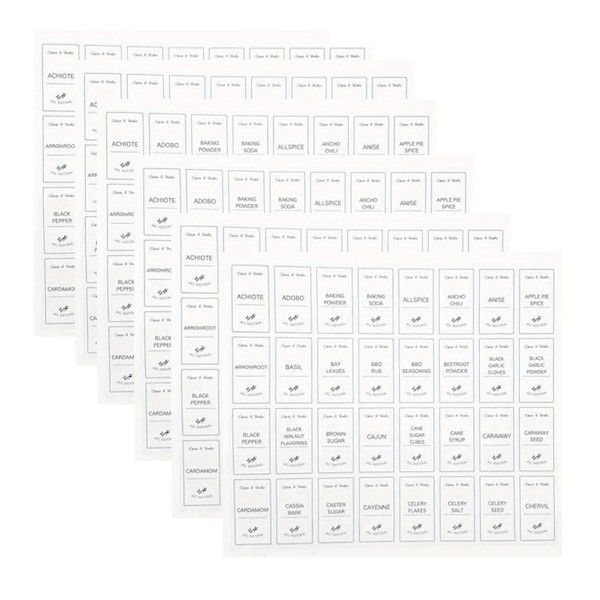 192 Piece Minimalistic Spice Jar Labels - White