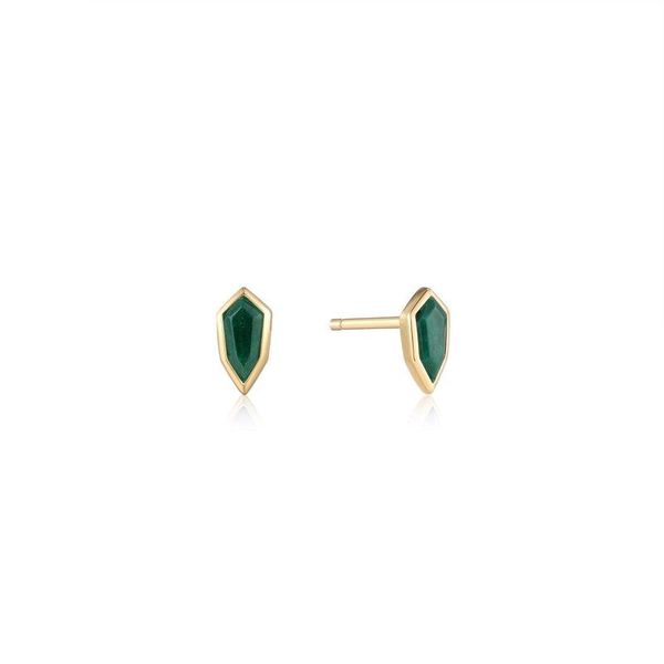 Ania Haie Malachite Emblem Stud Earrings - Gold