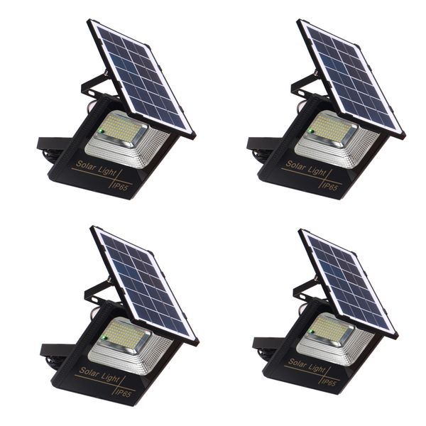 4 Pack - 15w Solar LED Floodlight With Remote