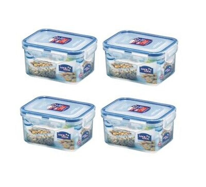 Portable Rectangular Food Storage Container - Lunch Box Set of 4