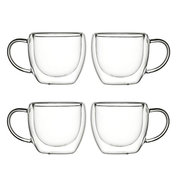 Double Wall Glasses Tea Cups Coffee Mugs Coffee Cups, 350mlx2+150mlx2