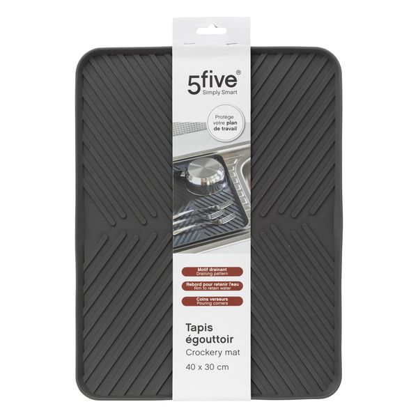 5five Grey Draining Mat with Edges 30x40cm
