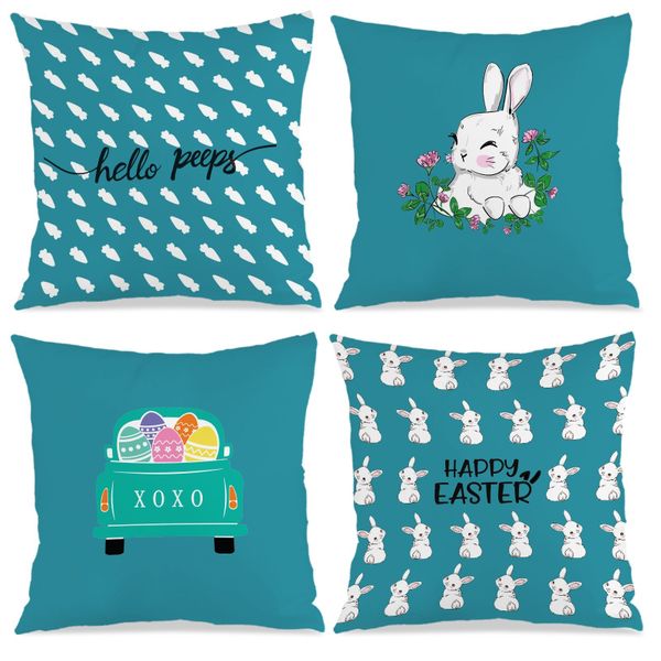 Set of 4 Spring Easter Theme Pillowcase Cushion Cover for Couch Living Room