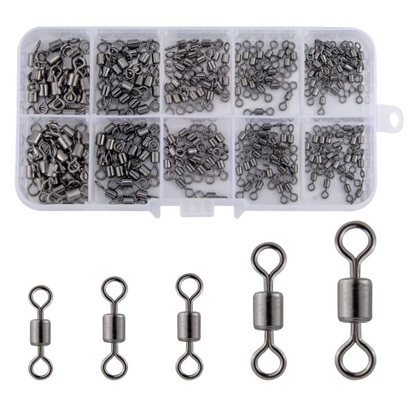 Fishing Barrel Bearing Rolling Swivel Solid Ring Connectors - 200-piece - 13cm
