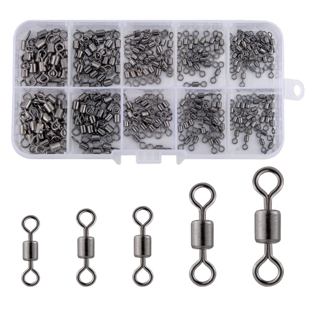 Fishing Barrel Bearing Rolling Swivel Solid Ring Connectors - 200-piece ...