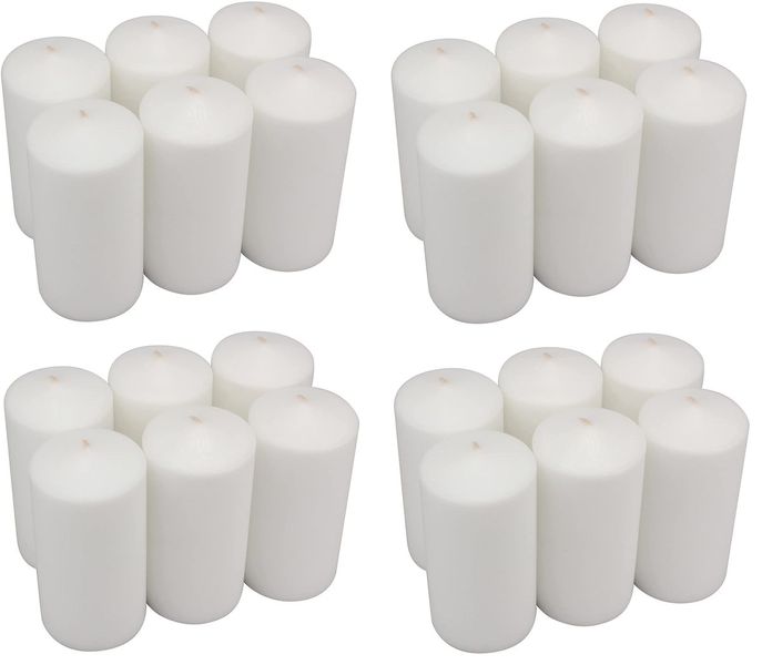 Long-lasting Exquisite Pillar Candles - White - 24 Piece