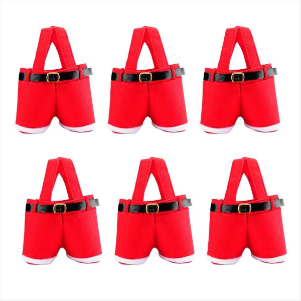 6 Pcs Christmas Candy Bag Santa Pants Gift for Wedding