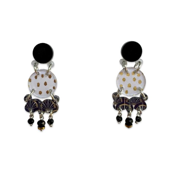 Lilly K Designs Women Black, White Perspex Drop and Dangle Earrings