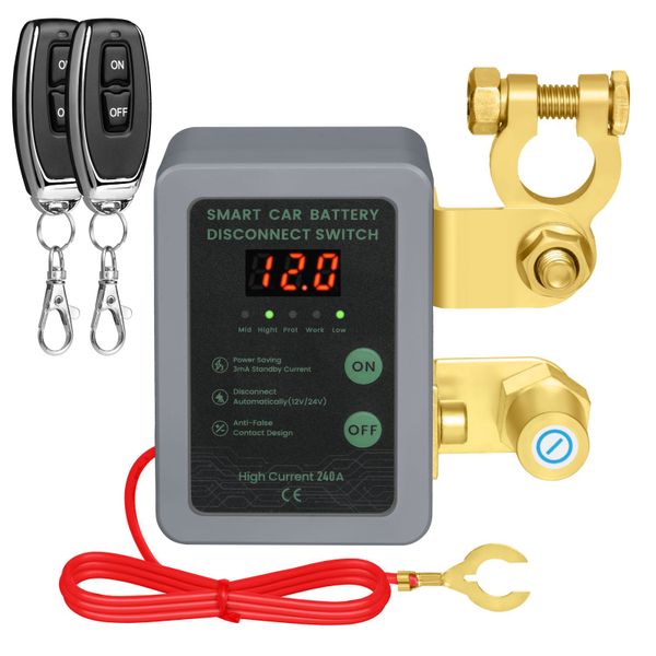 Battery Cut-Off Isolator Switch 12V 240A &amp; Remote Controller - Gray