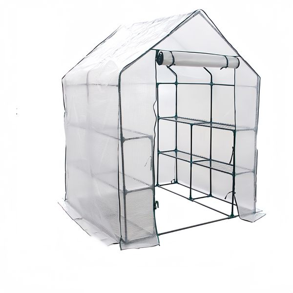 Portable Outdoor Grandeur Walk-in Greenhouse Double grid 143x143x195 white
