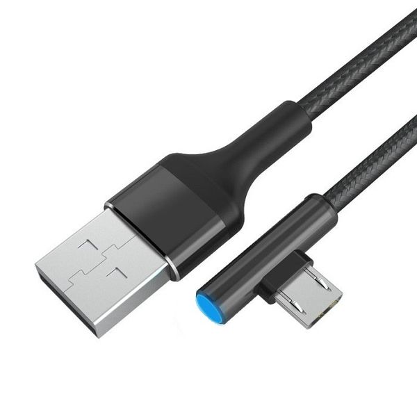 LPS 90 Degree Micro USB Game Charging Cable For Mobile Phones - Black