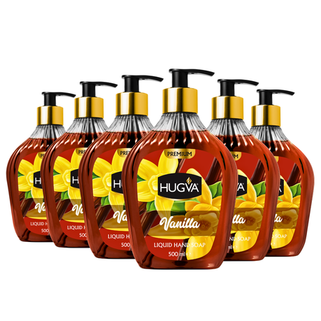 Hugva 500ml Premium Hand Wash Liquid, Vanilla, Special Formula Pack of 6 Image