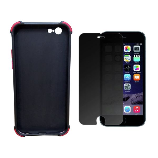 iPhone 7 Black Privacy Anti Spy Screen Protector and Back Cover Combo