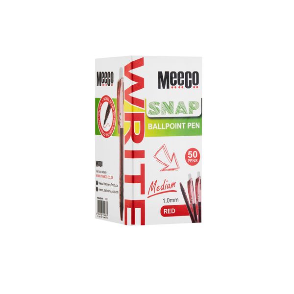 Meeco Snap Ballpoint Pen 1.0mm Red Box of 50