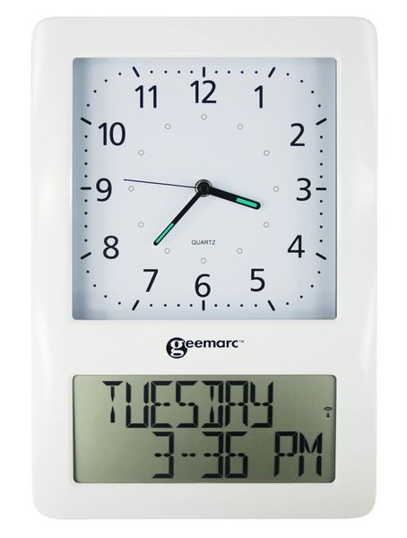 Geemarc Viso 50 Large Wall Clock with Analog and Programmable Digital Display