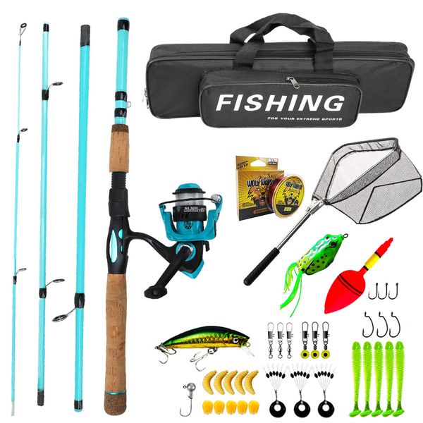 Beginner 4-Piece Fiberglass Fishing Rod NIL3000 - 1.8m Tackle Kit (1 Set)