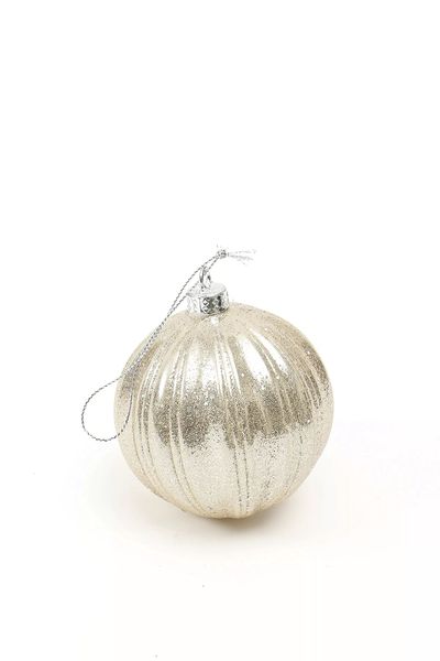 Glitter Ribbed Bauble, 8cm ( Set of 2 )