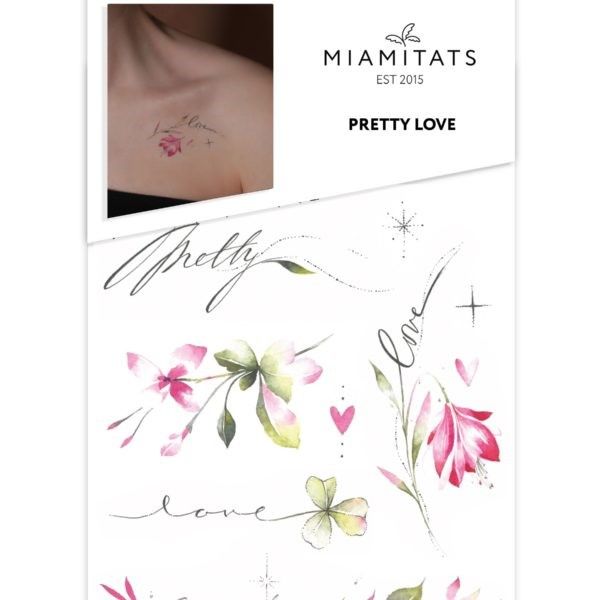 Set of Temporary Tattoos Pretty Love (5 tattoos)