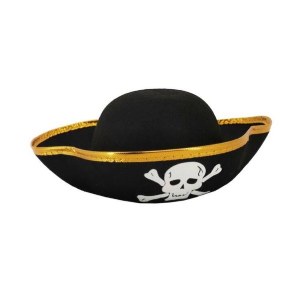 Pirate Hat kids - Black Felt - Gold Trim