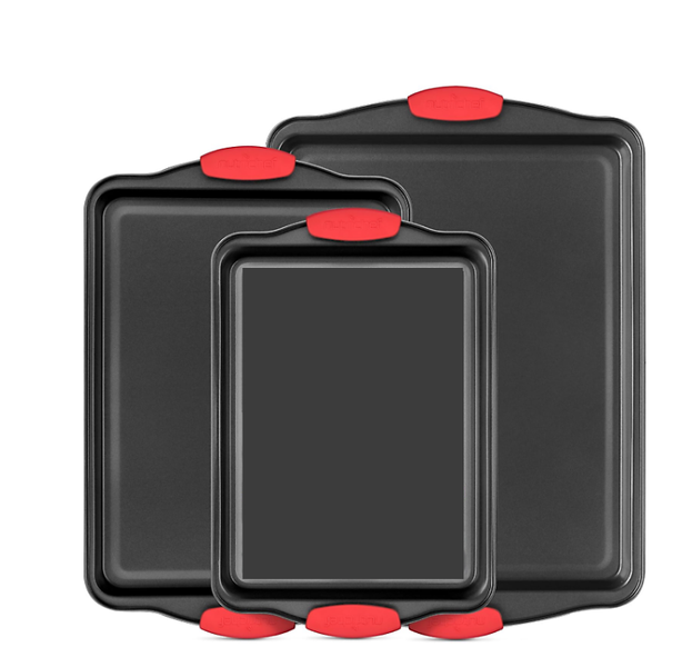 3 Piece Non Stick Kitchen Oven Baking Tray Set