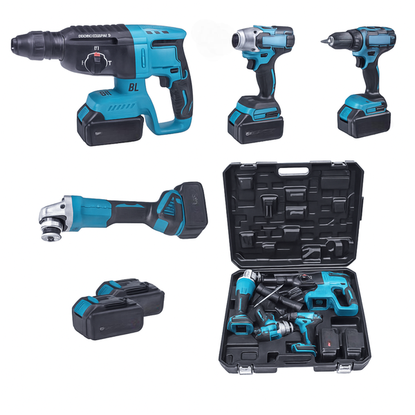 48V 4-Piece Brushless Cordless Tool Set - Drill, Impact, Saw &amp; Light