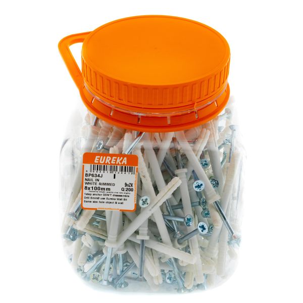 EUREKA Nail-In Anchor White Rimmed 8 x 100mm Q:200 BP634J