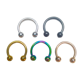 Set of 5 Curved Barbell Piercings - Stainless Steel Multicoloured ...