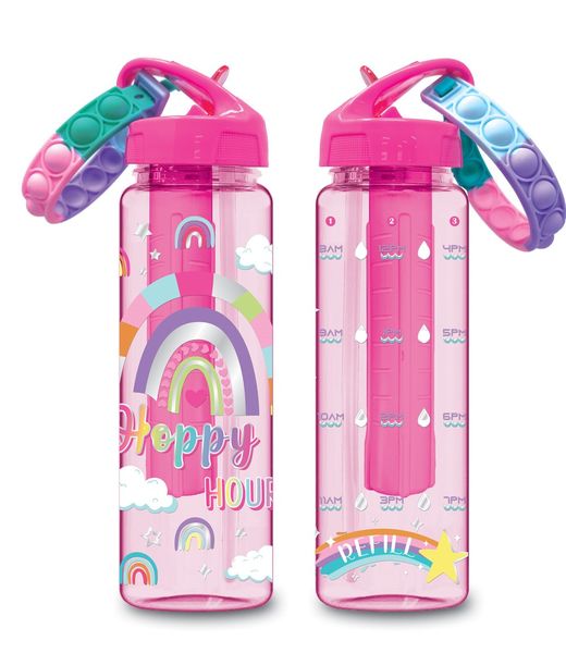 Hot Focus Rainbow Time Marker BPA Free Water Bottle (650ml) - Freezer Tube