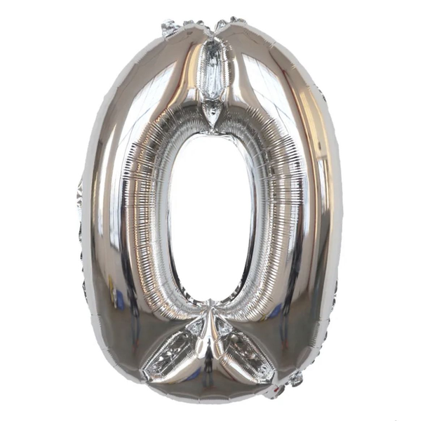 Silver Number 0 Helium Balloon 106cm