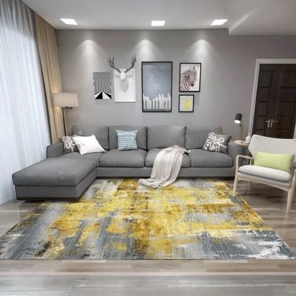 Modern Design Area Carpet For Living Room , Bedroom,Lounge 200Lx150W - Grey