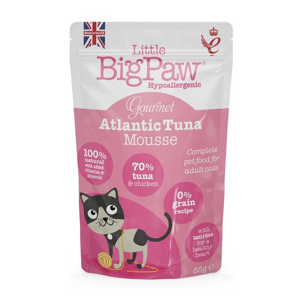 Little Big Paw Gourmet Tender Tuna Mousse Wet Cat Food - 12 x 85g Pouches