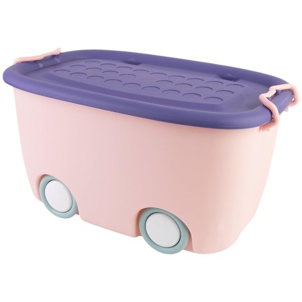 Wheeled Toy Storage Box With Lid - Multicolor