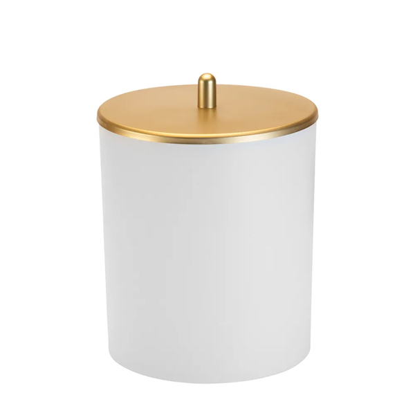 Arthi Trash can with lid made of high-impact PS, 25cm- Matt White &amp; Gold