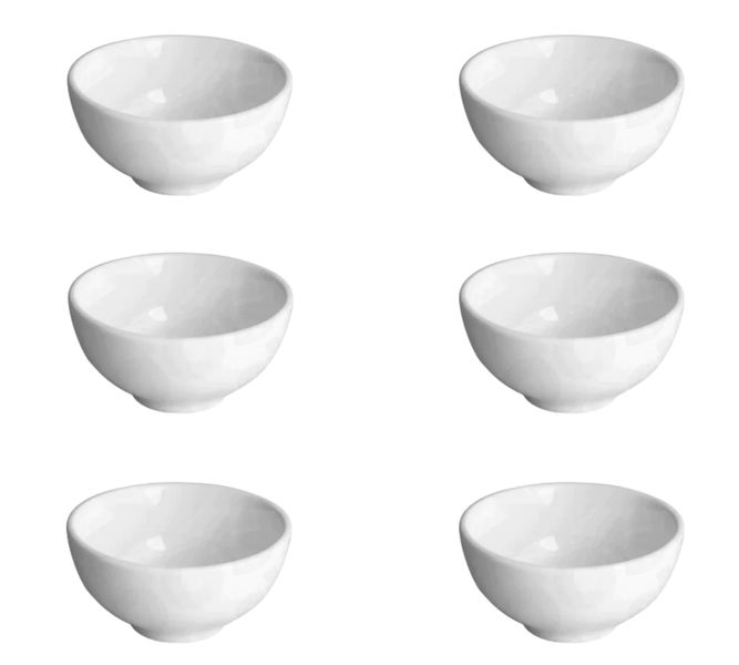 6 Piece Bowl 10x5cm White Porcelain