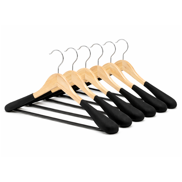 Anchor Wooden Velvet Wide Shoulder Hangers 6-Pack | Non-Slip | 9 kg