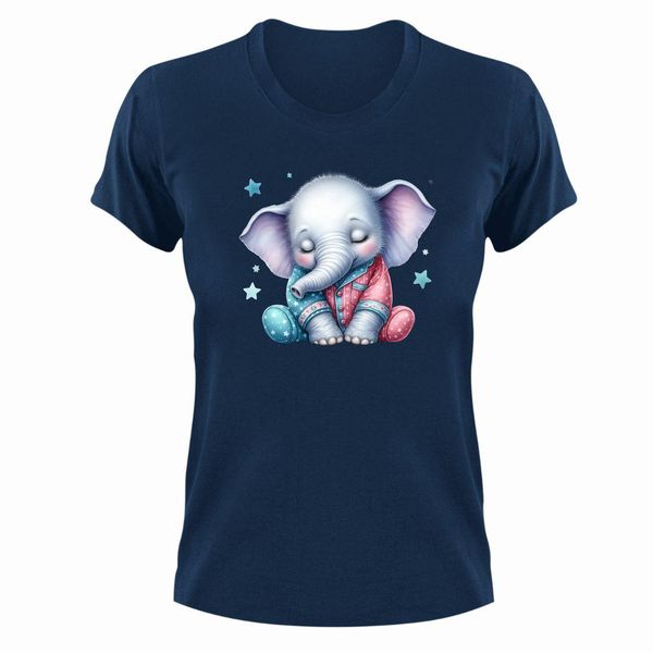 Elephant 3 T-Shirt Gift Navy for Christmas Birthday Sleeping