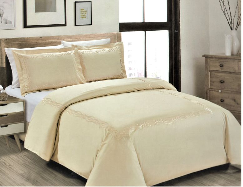 Cottonbox Egyptian cotton Embroided duvet set - Cream - Super King