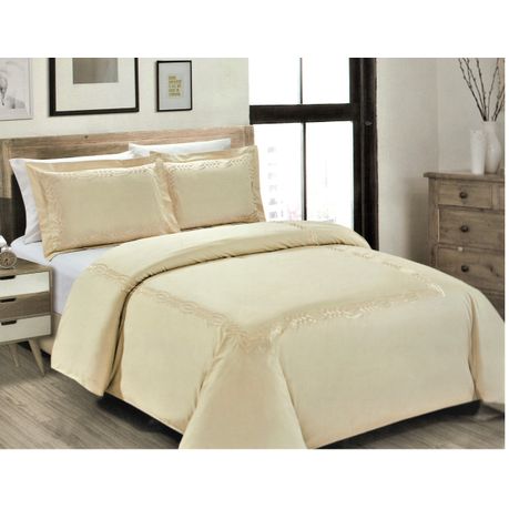 Cottonbox Egyptian Cotton Embroided, Cream Super King Bedding Sets