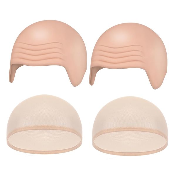 Toy Cosplay Latex Bald Cap Bald Head Wig Costume Party Halloween - Set of 4