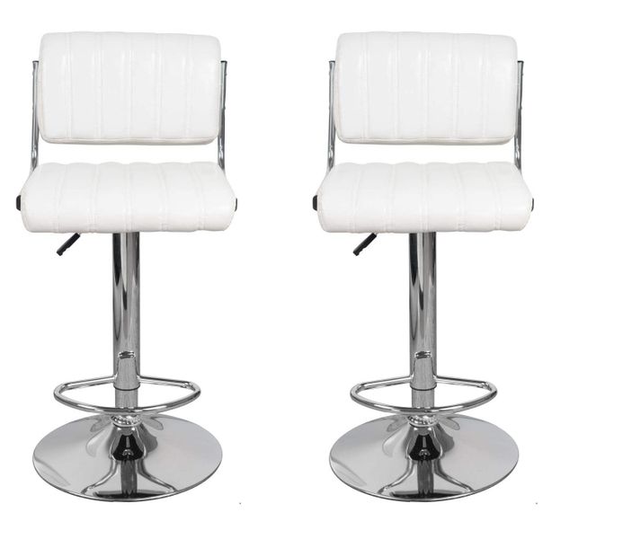 Bar / Kitchen Stools with Chrome Base - Set of 2 – White Colour