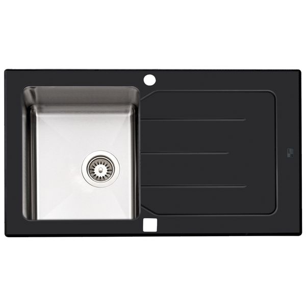 AS84 Glass Black Stainless Steel Sink 860X500Mm | Drop In