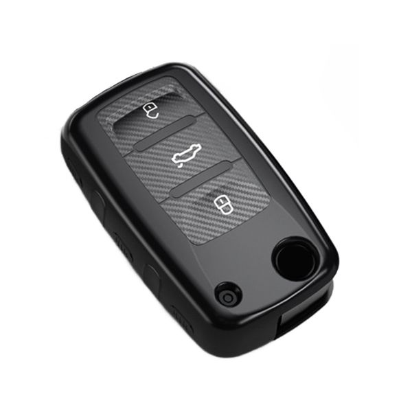 Car Key Remote Cover for VW Polo Vivo Golf Mk6 Jetta - 3 Buttons Black
