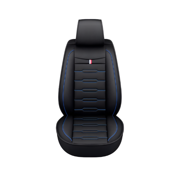 Black &amp; Blue Stitched PU Leather Seat Covers - Universal Fit