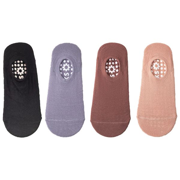 4-Piece Non-Slip Gripper Soles Yoga Pilates Combed Cotton Socks for Women