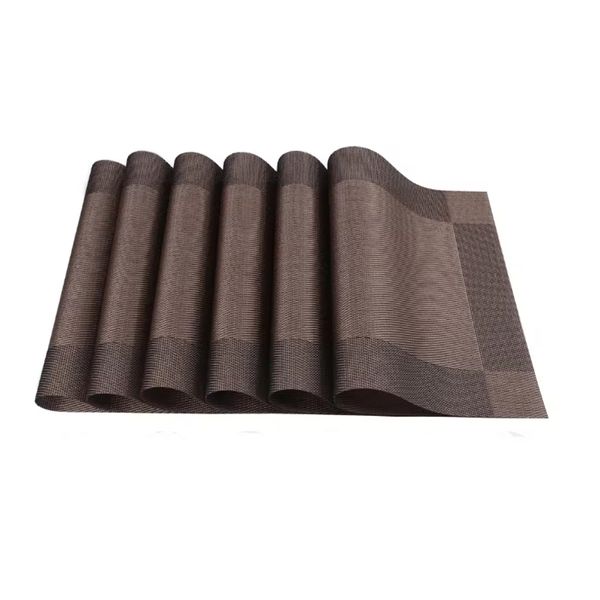 Coffee Color Heat Resistant Washable PVC Placemat - 45x30cm - 6 Pieces