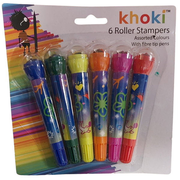 6 Roller Stamps with Fibre Tip Pens